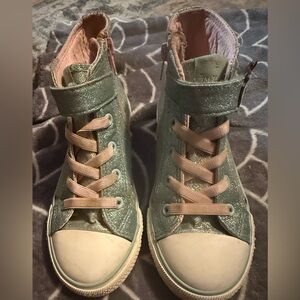 Girls Glitter High-Top Sneakers with Pink Laces little girl size 2